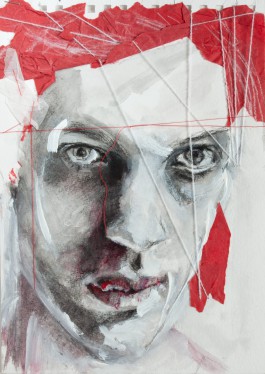 Ida on the fence: As I never saw your red hair (work on paper) 