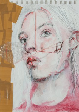 Ida on the fence: Paper Clip Love (work on paper) 